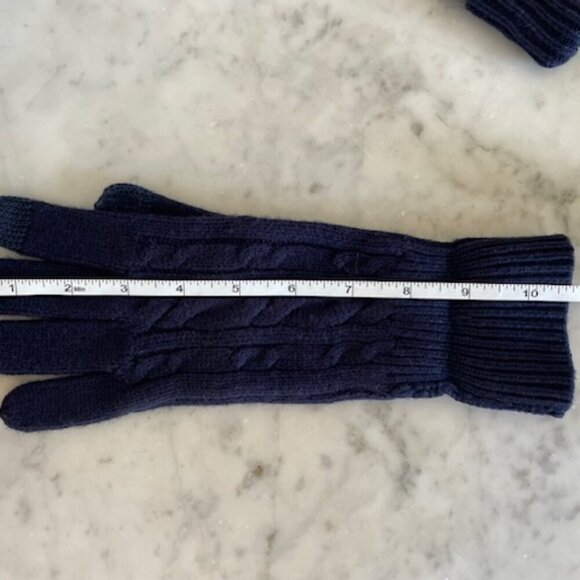TALBOTS Navy Soft Cable Knit Cotton Blend Gloves One Size - Picture 12 of 12
